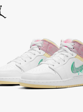 Nike/耐克正品Air Jordan 1 Mid SE (GS)大童运动鞋DD1666-100