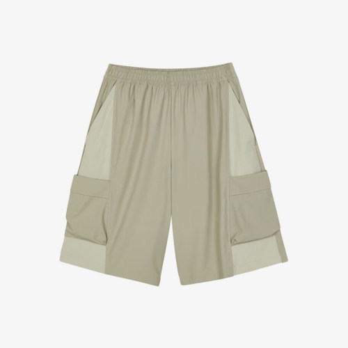 Skechers/斯凯奇正品2024夏季新款男士拼接透气宽松工装短裤