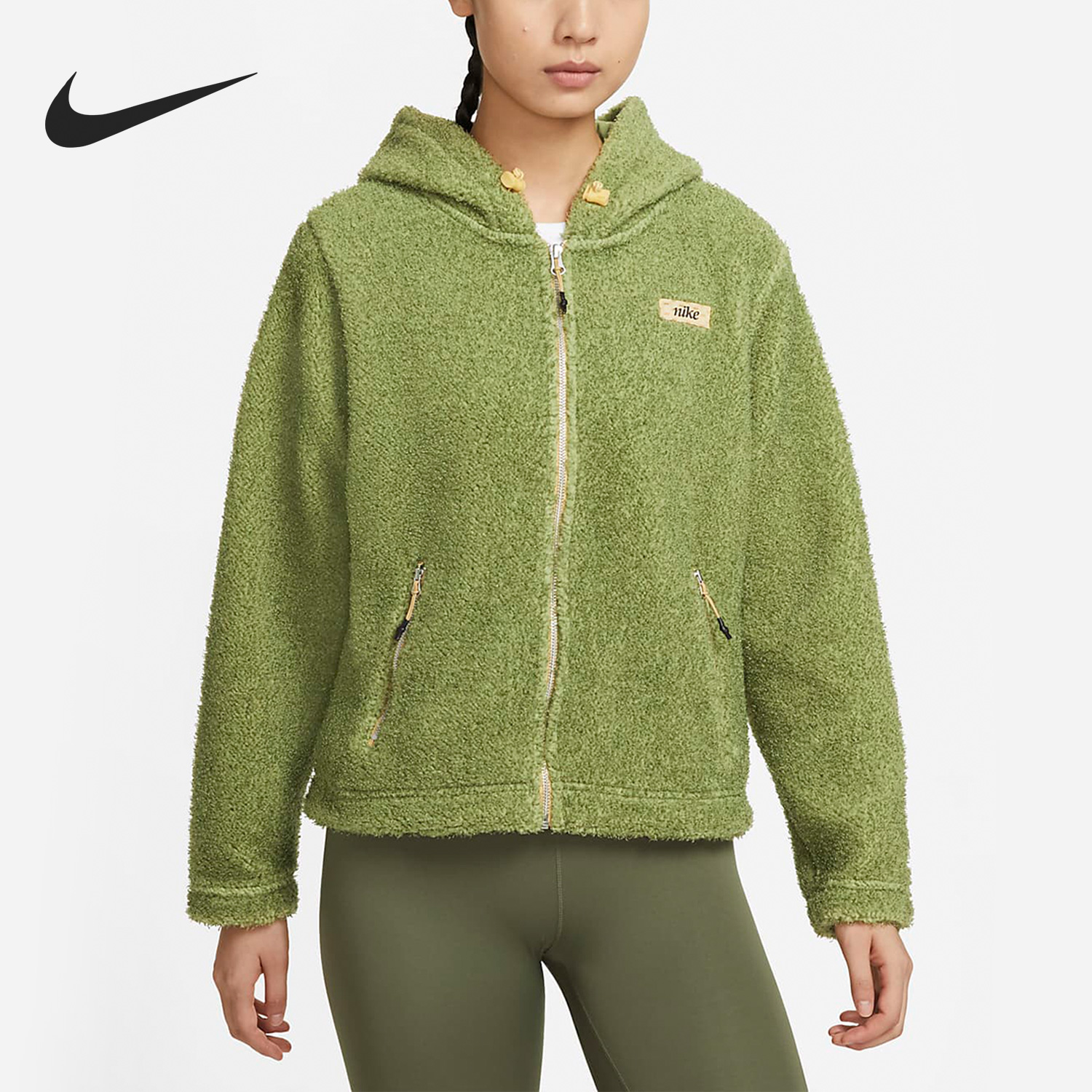 Nike/耐克正品当季新款女子仿羊羔绒保暖连帽外套DQ6269-334