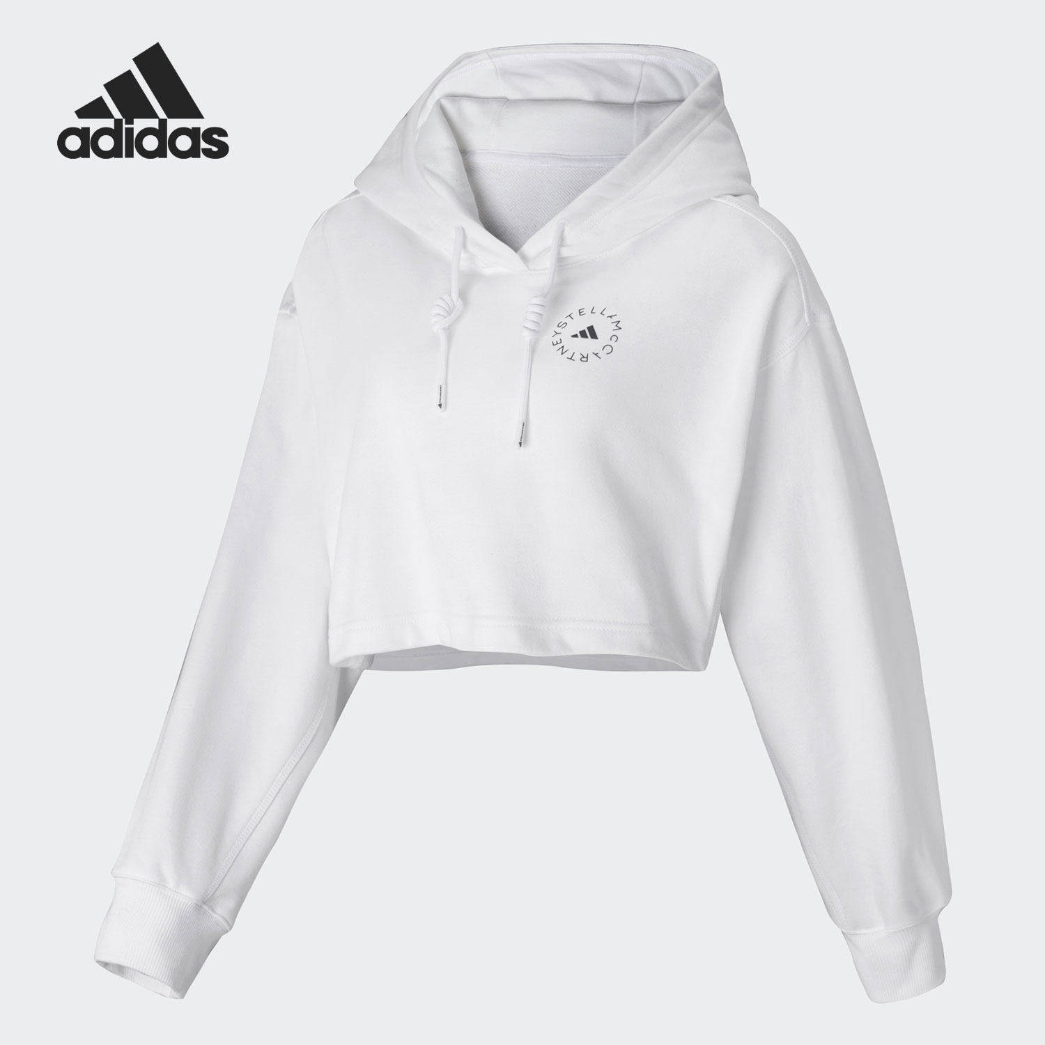 Adidas/阿迪达斯正品当季女子短款休闲连帽套头运动卫衣GL7336