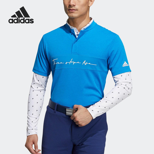 Adidas/阿迪达斯正品新款男蓝白色高尔夫经典两件套POLO衫HA3123