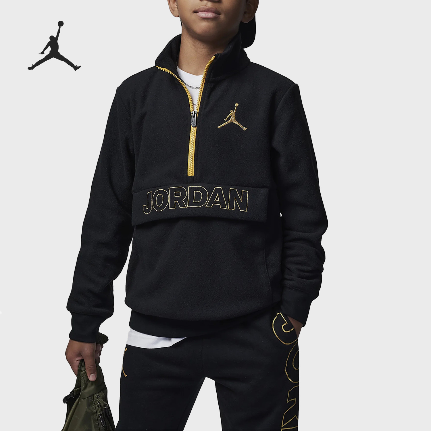 Nike/耐克正品Air Jordan大童运动半拉链套头衫FD9360-010