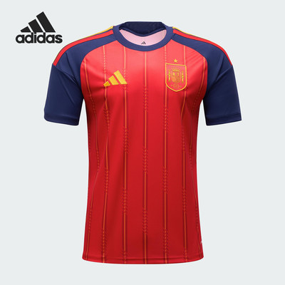 Adidas/阿迪达斯正品西班牙主场男士足球运动修身T恤JN4390