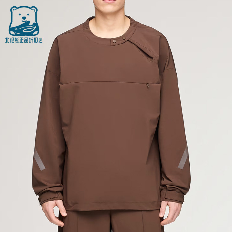 Adidas/阿迪达斯正品男棕色半拉链宽松日常经典休闲卫衣KD3494