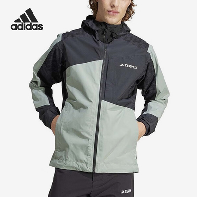 阿迪达斯男士户外防水连帽冲锋衣