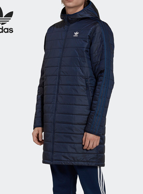 Adidas/阿迪达斯正品三叶草男士中长款保暖连帽棉服HM2460