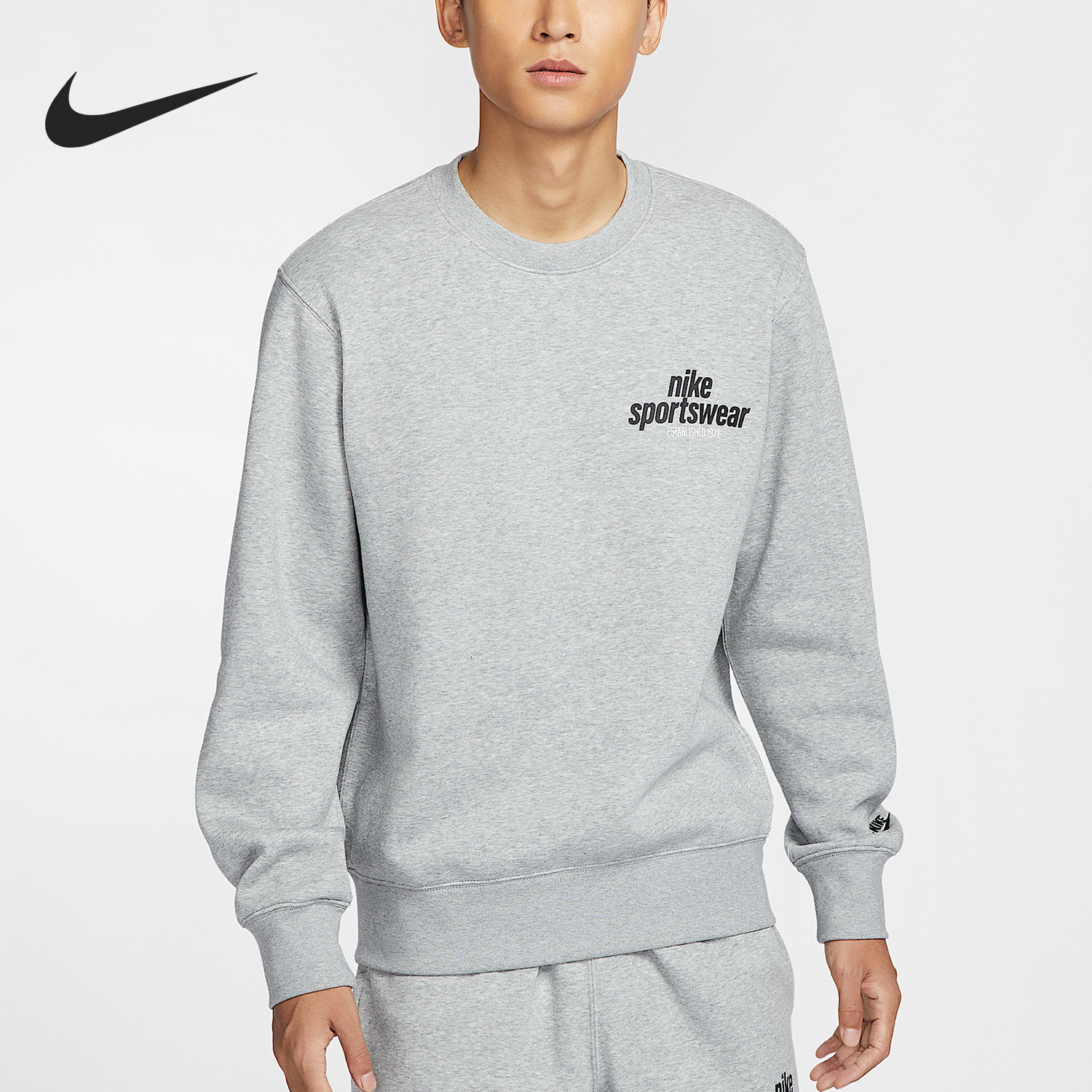 Nike/耐克正品秋冬新款男士保暖刺绣印花圆领卫衣HJ2174-063