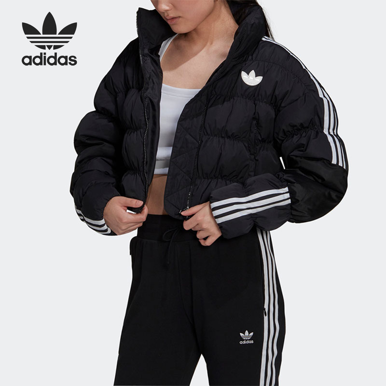 Adidas/阿迪达斯正品SHORT SYNTHETIC女士运动宽松棉服GU1770