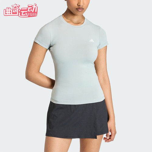 Adidas/阿迪达斯正品夏季女士休闲健身运动简约弹力短袖T恤KD0110