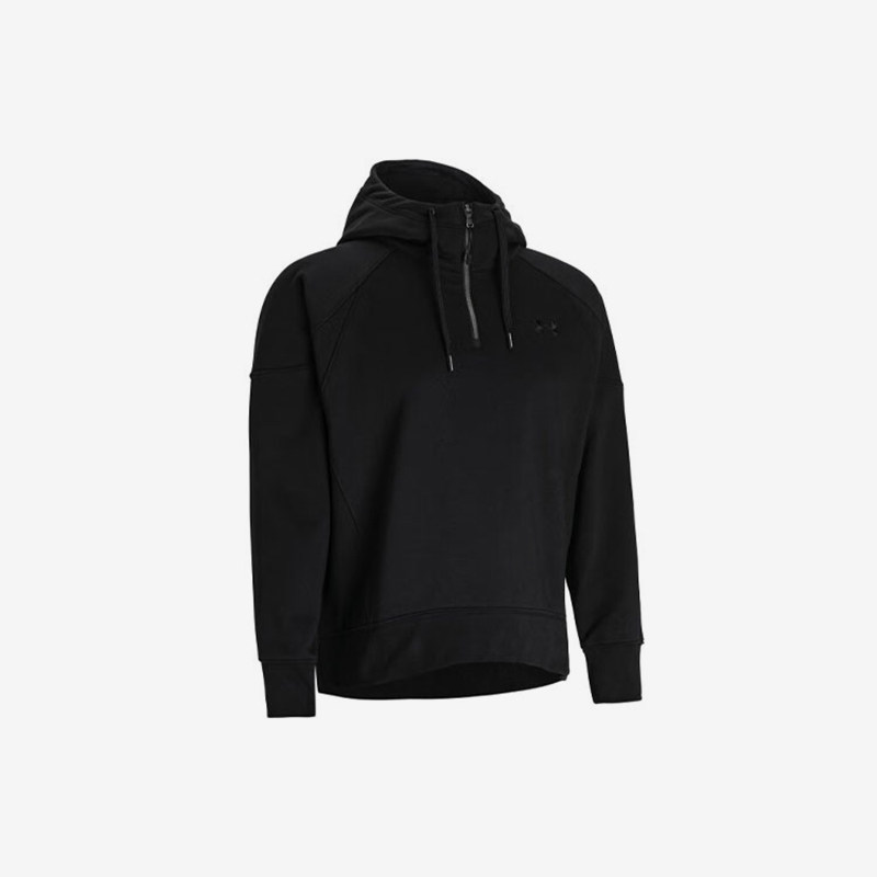 UA/安德玛正品新款女士连帽加绒连帽半拉链卫衣套头衫1388057-001