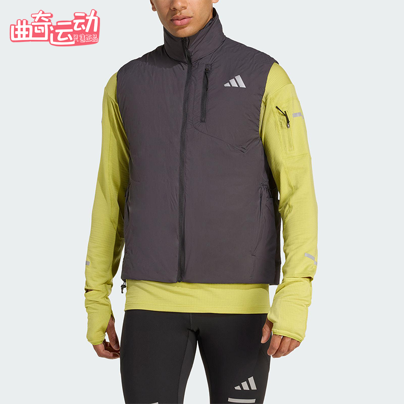 Adidas/阿迪达斯正品2025冬季男士立领保暖跑步运动棉马甲JM5715