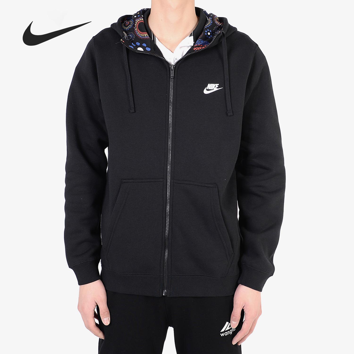 Nike/耐克正品新款男子时尚印花连帽运动休闲针织夹克外套 AH9201