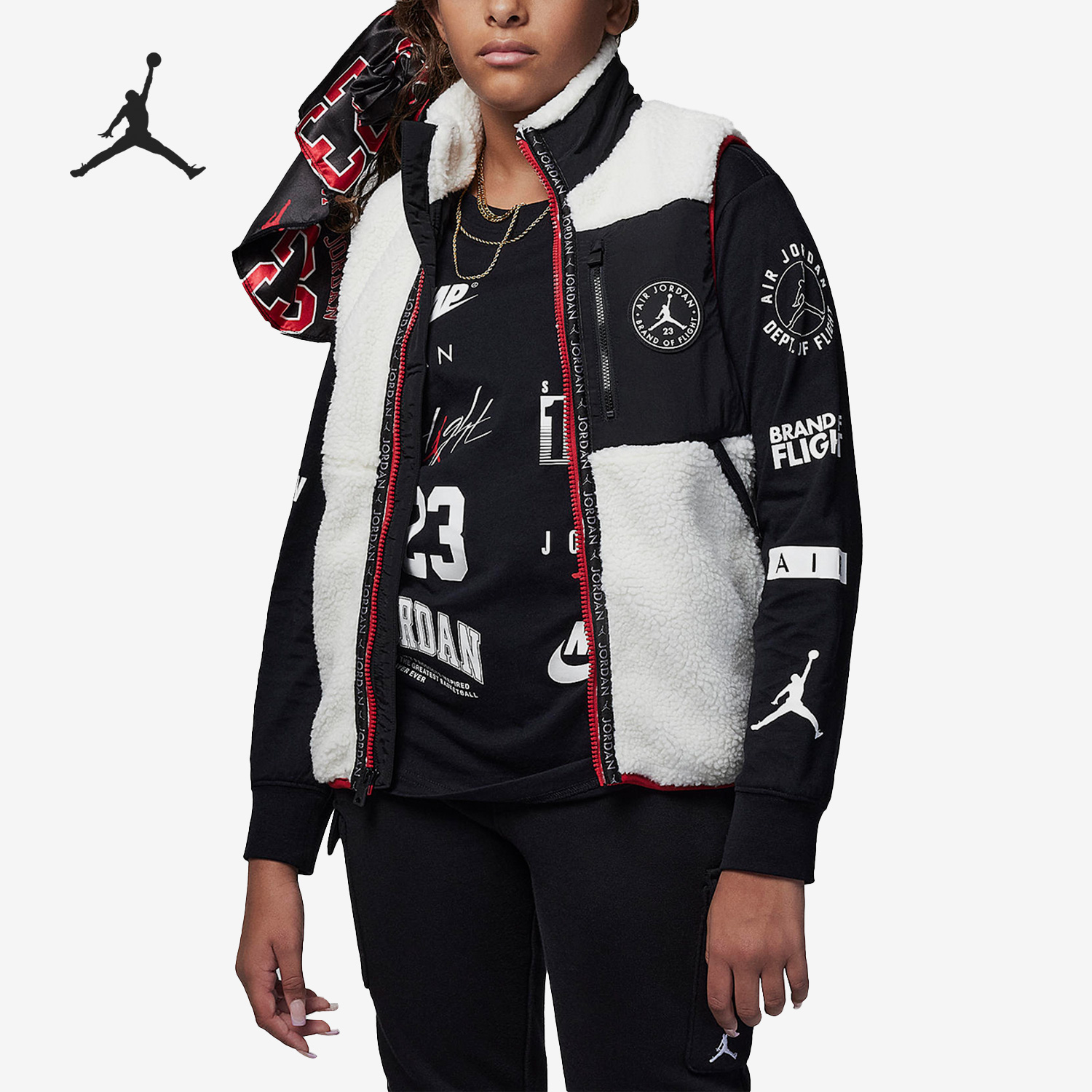 Nike/耐克正品JORDAN新款儿童运动仿羊羔毛马甲FB1774-133