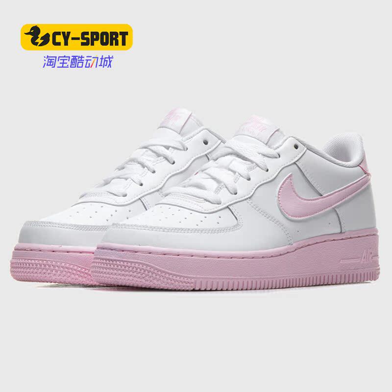 Nike/耐克正品Air Force 1 空一号樱花粉白粉大童休闲鞋CV7663