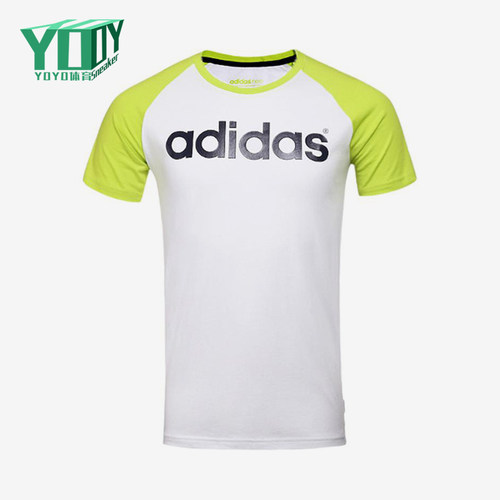 Adidas/阿迪达斯正品男士字母印花圆领插肩套头短袖T恤AK0965