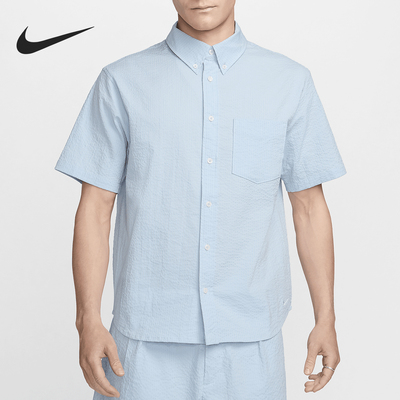 Nike/耐克正品2024新款男士翻领简约柔软短袖衬衫FN3223-440