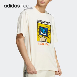 Adidas/阿迪达斯正品夏季男女跑步运动休闲印花圆领T恤HD7266