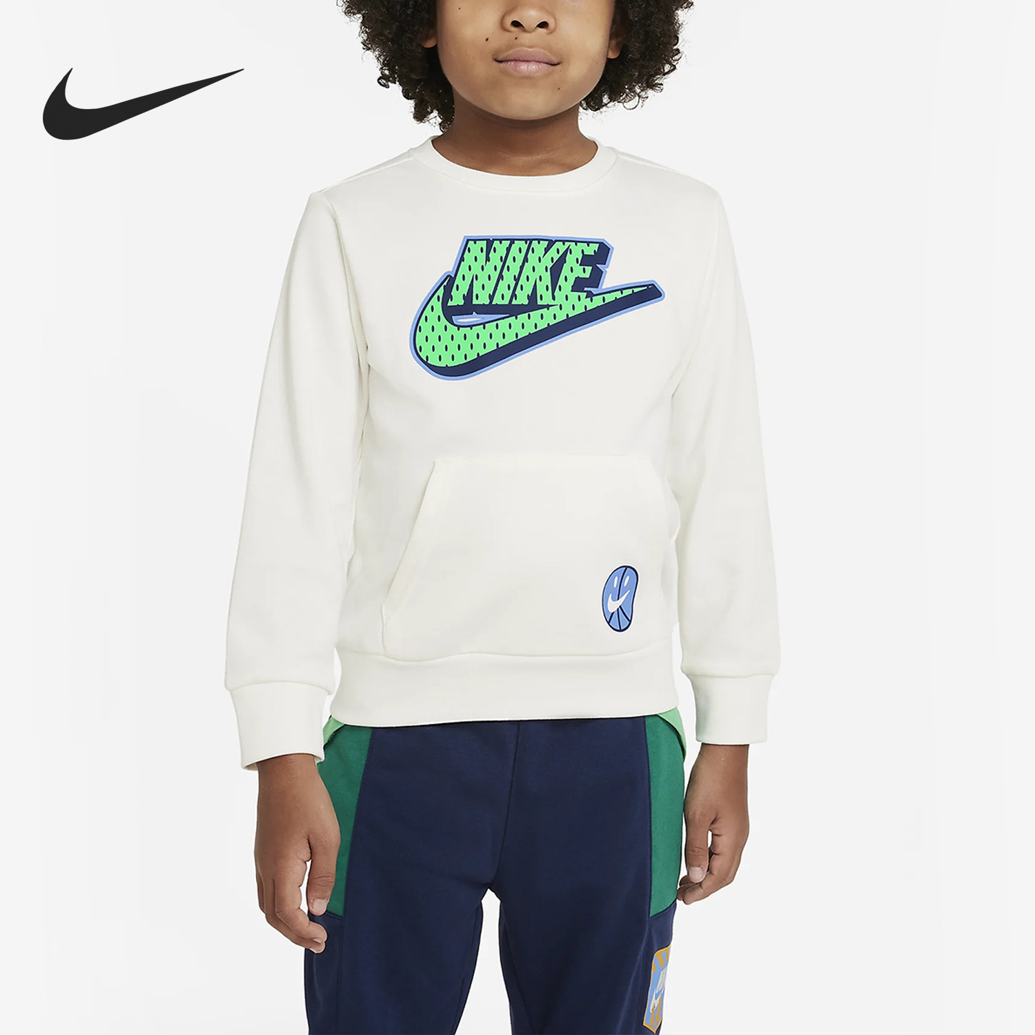Nike/耐克正品冬季新款小童法式毛圈休闲圆领卫衣FD4932-133