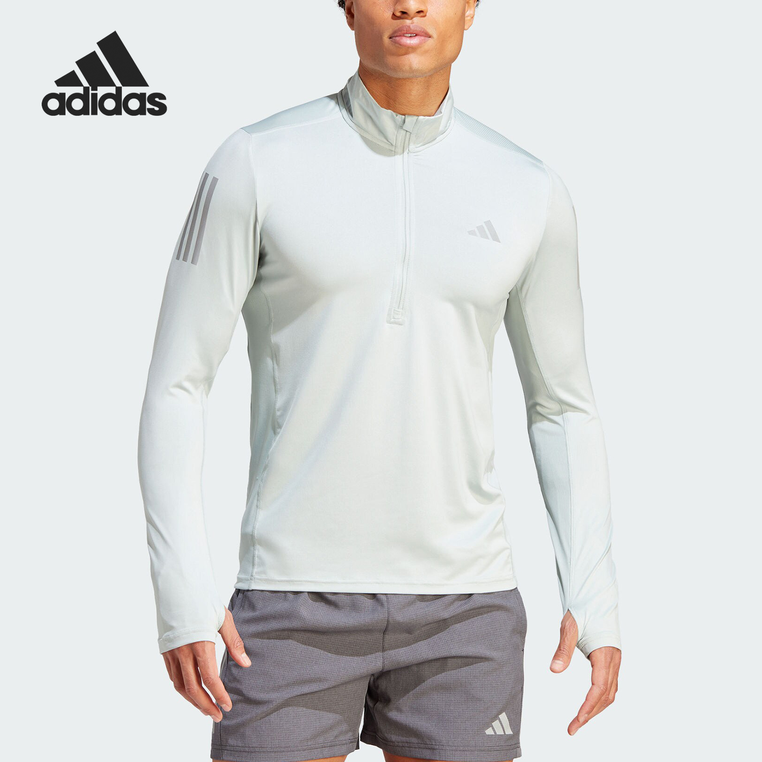 阿迪达斯男士半开襟卫衣套头衫