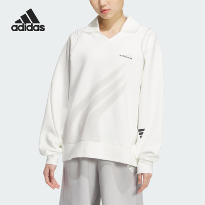 Adidas/阿迪达斯正品运动女士宽松长袖翻领卫衣套头衫JY8059
