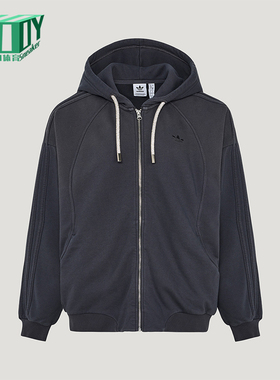Adidas/阿迪达斯正品三叶草女士休闲运动连帽针织夹克外套KT6377