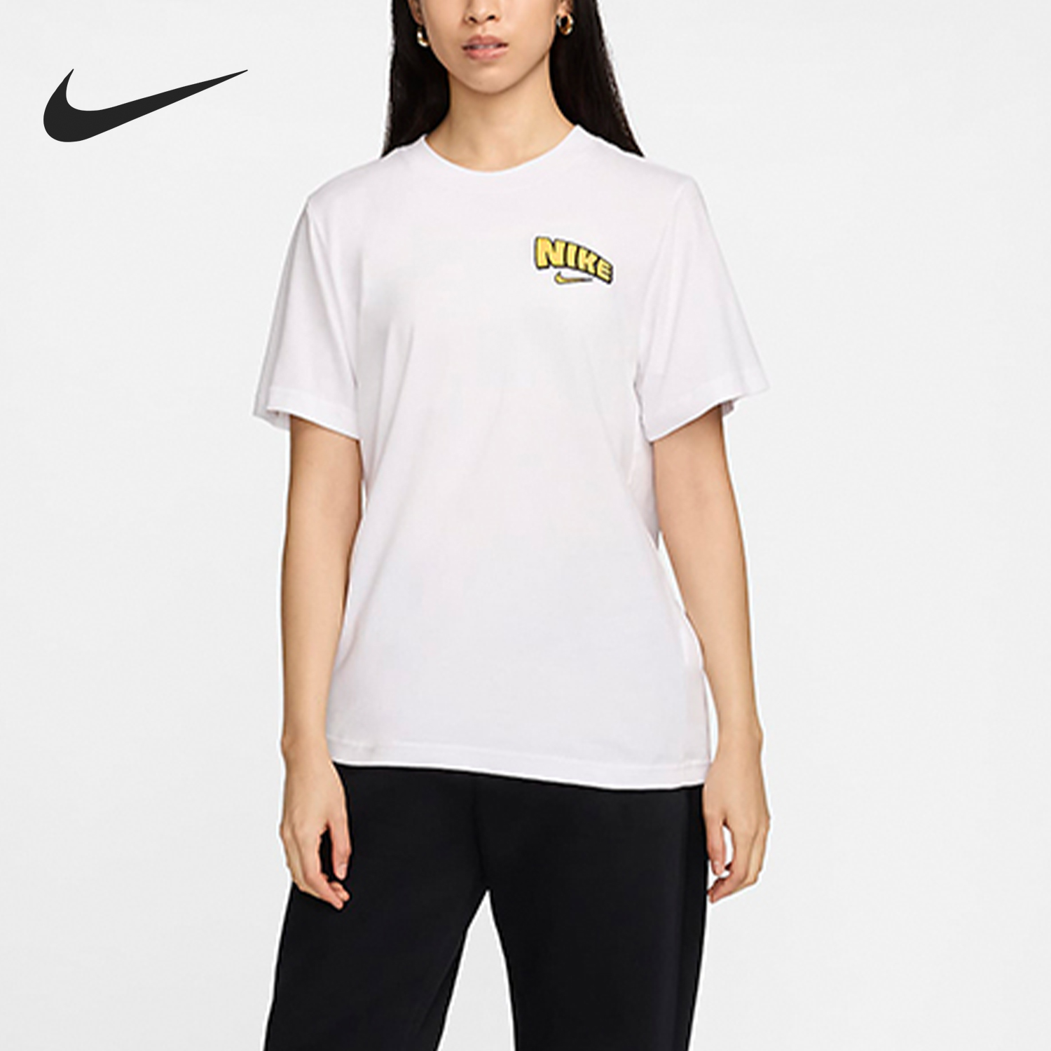 Nike/耐克正品2024新款女士印花潮流针织短袖T恤HM5024-100