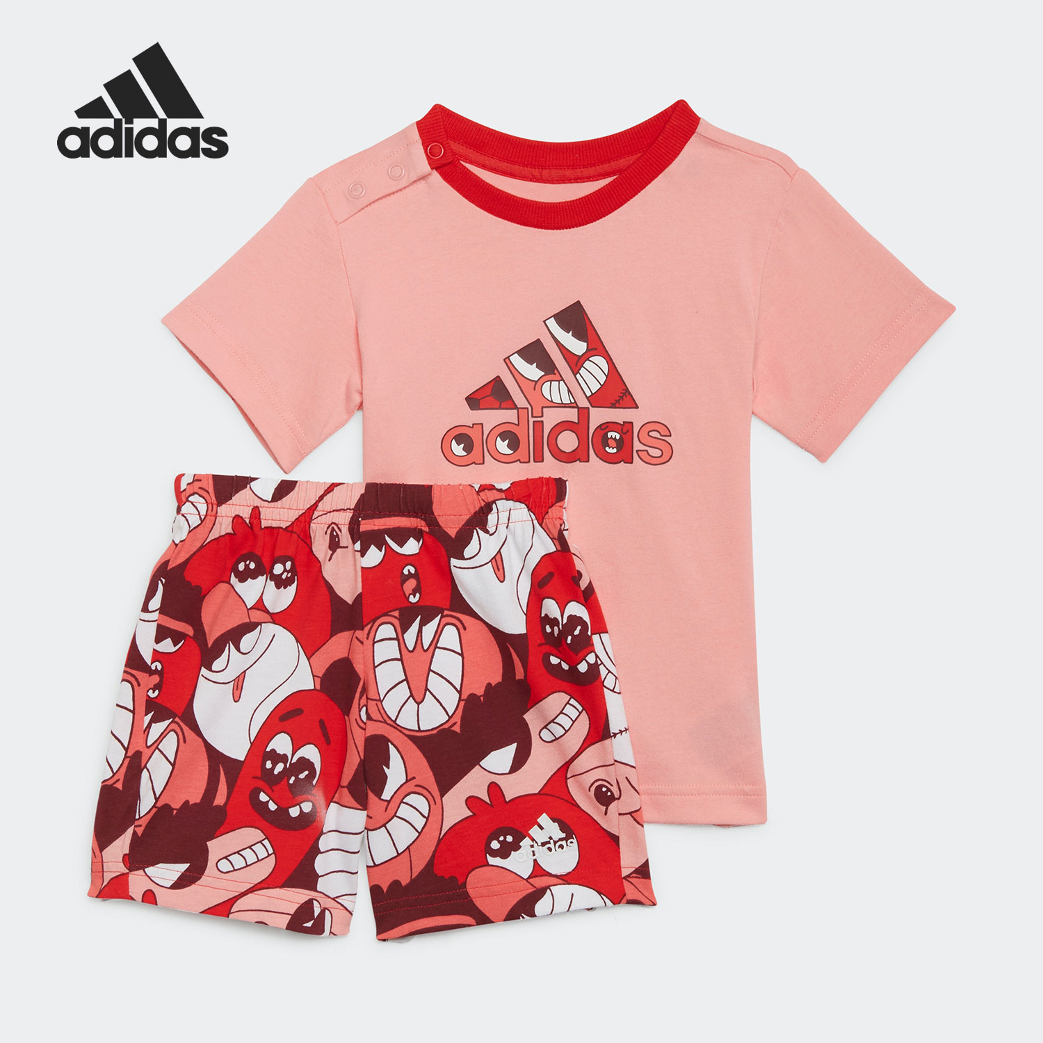 Adidas/阿迪达斯正品春夏新款居家婴童运动短袖套装HF1966