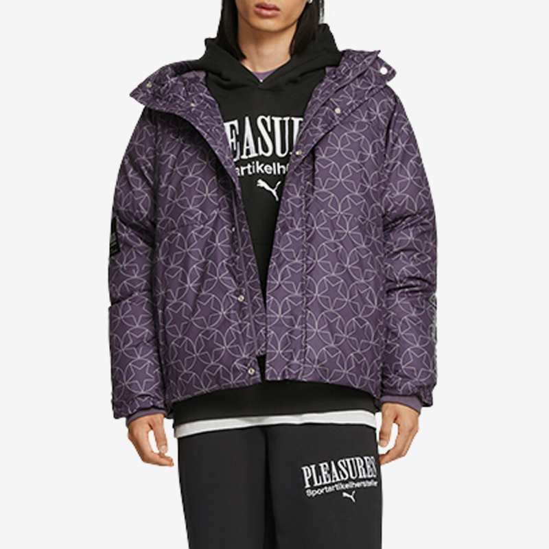 Puma/彪马 正品PLEASURES男士满印夹棉保暖连帽外套620875-74