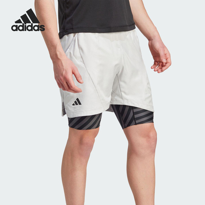 Adidas/阿迪达斯正品AeroreadyTwo-In-OnePro网球经典短裤IU3204