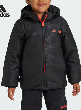 Adidas/阿迪达斯正品新款小童运动宽松连帽保暖棉服IV9652