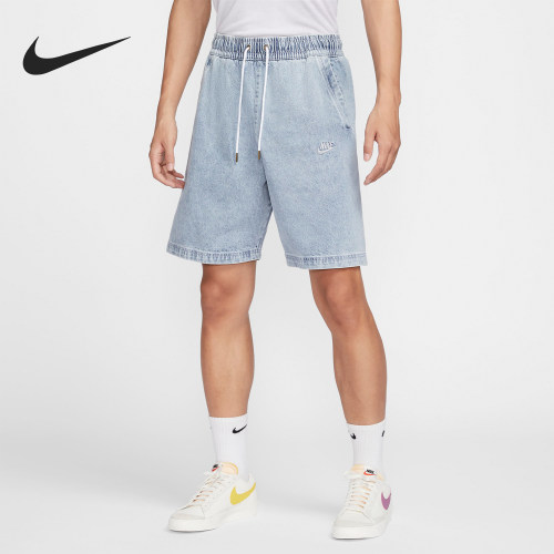 Nike/耐克正品2024新款男士宽松透气系带牛仔短裤HQ1470-410