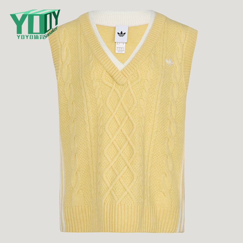 Adidas/阿迪达斯正品三叶草女士宽松经典休闲针织马甲背心KU8909
