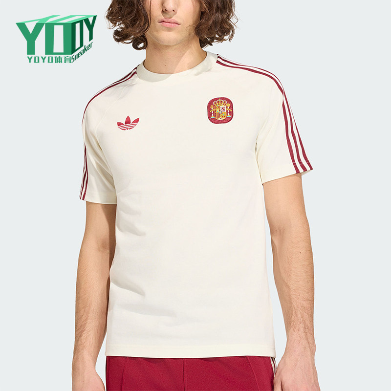 Adidas/阿迪达斯正品三叶草男士条纹修身针织圆领运动T恤JZ2256图片