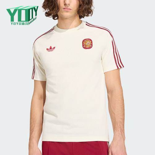 Adidas/阿迪达斯正品三叶草男士条纹修身针织圆领运动T恤JZ2256