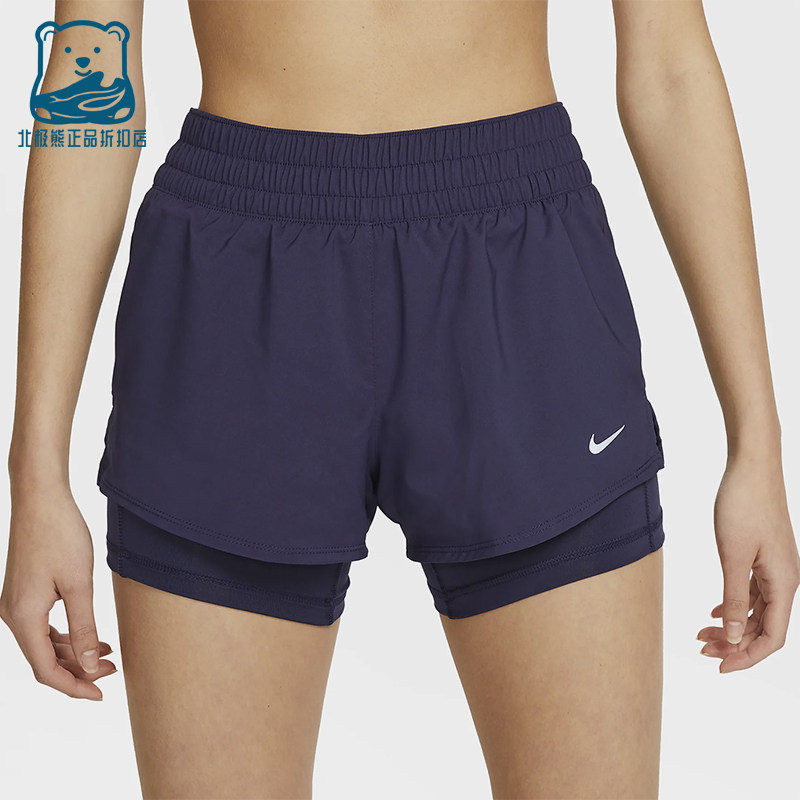 Nike/耐克正品2025女士梭织松紧腰透气二合一运动短裤DX6013-555