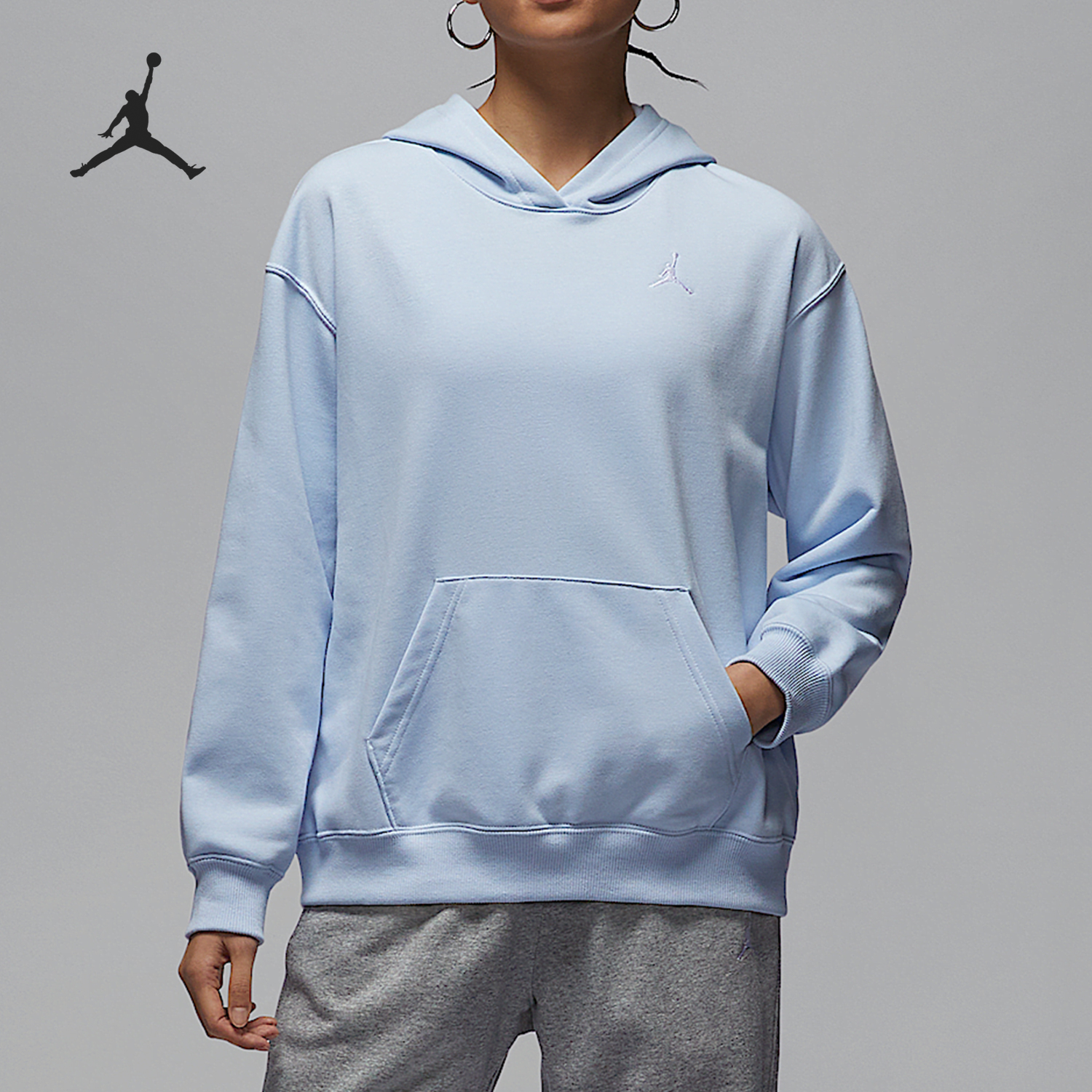 Nike/耐克正品JORDAN女士宽松针织连帽卫衣套头衫HJ1347-407