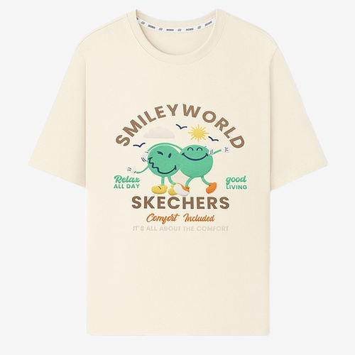 Skechers斯凯奇正品儿童SmileyWorld圆领短袖T恤L225B016-001J