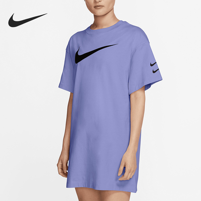 Nike/耐克正品夏季新款女士运动中长款T恤连衣裙CJ3830-569