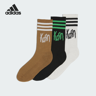 男女透气印花袜子三双装 Adidas 新款 秋季 IW7522 阿迪达斯正品