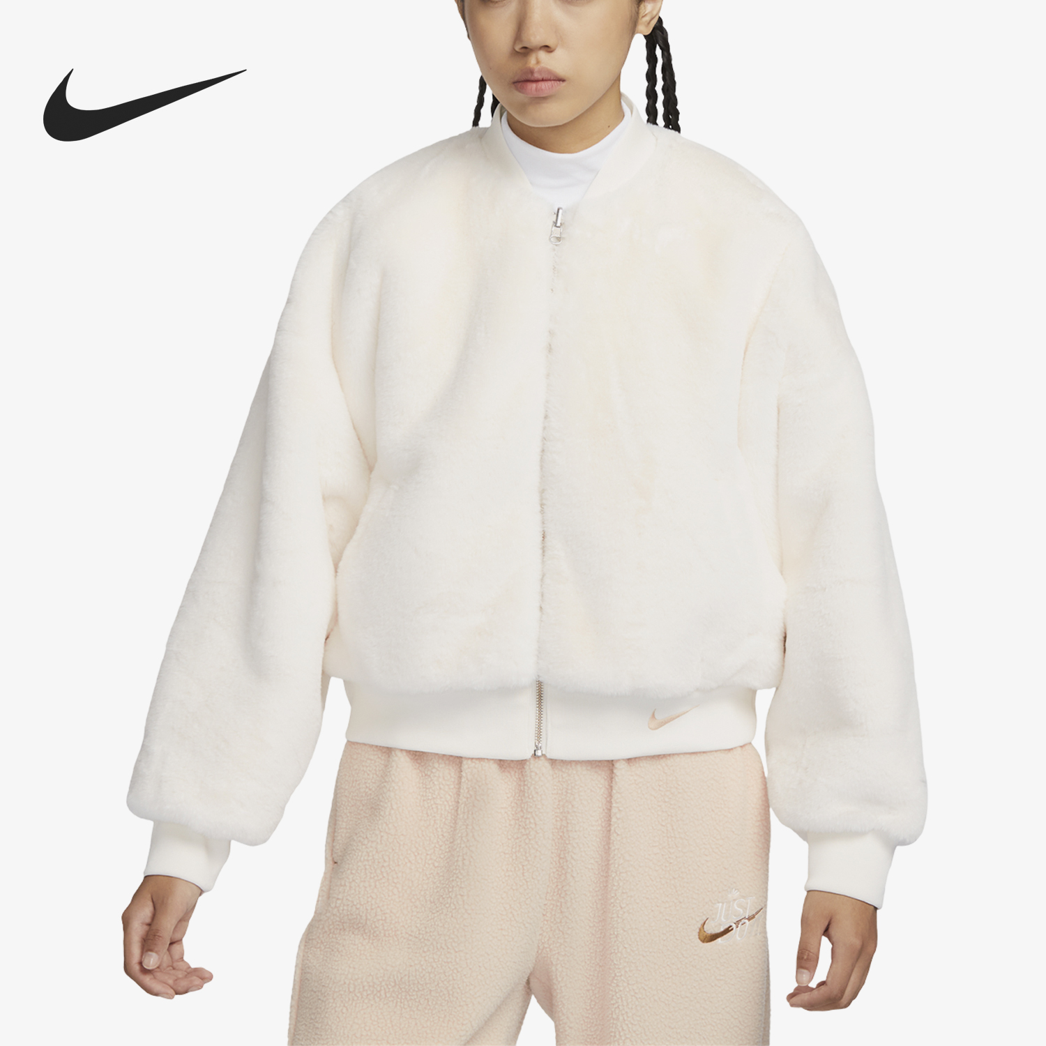 耐克女士暖摇粒绒双面穿外套