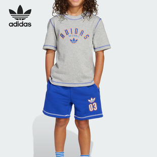 Adidas/阿迪达斯正品夏季三叶草小童经典短袖短裤套装JX5258