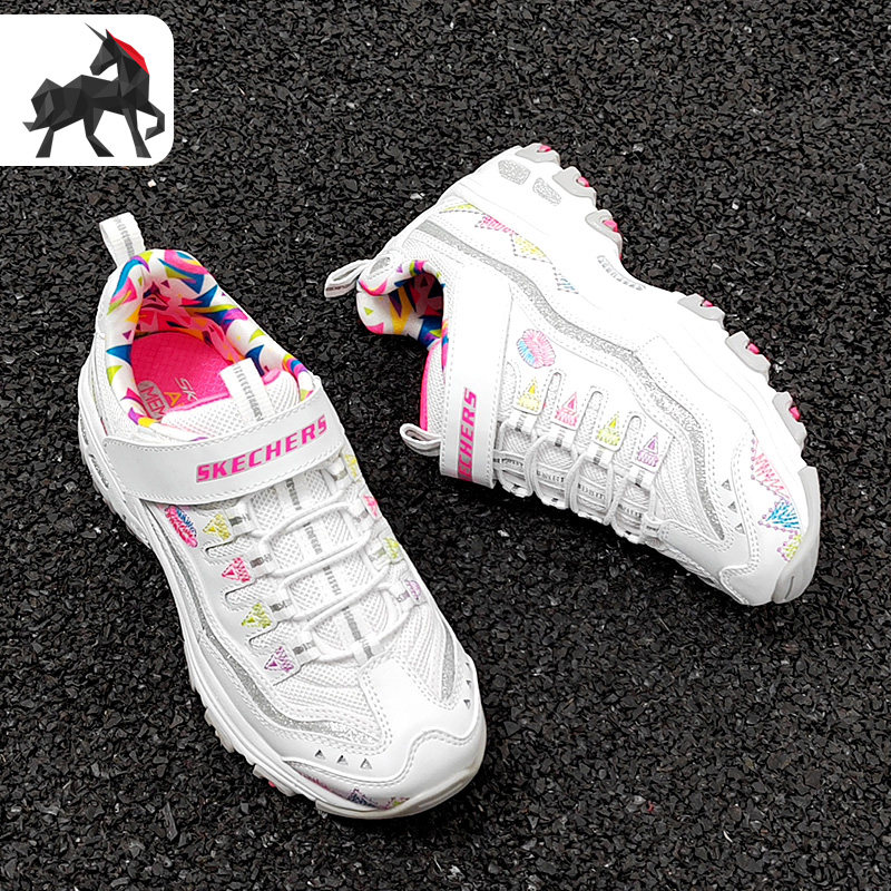 Skechers/斯凯奇正品女童刺绣熊猫魔术贴涂鸦老爹鞋运动休闲鞋