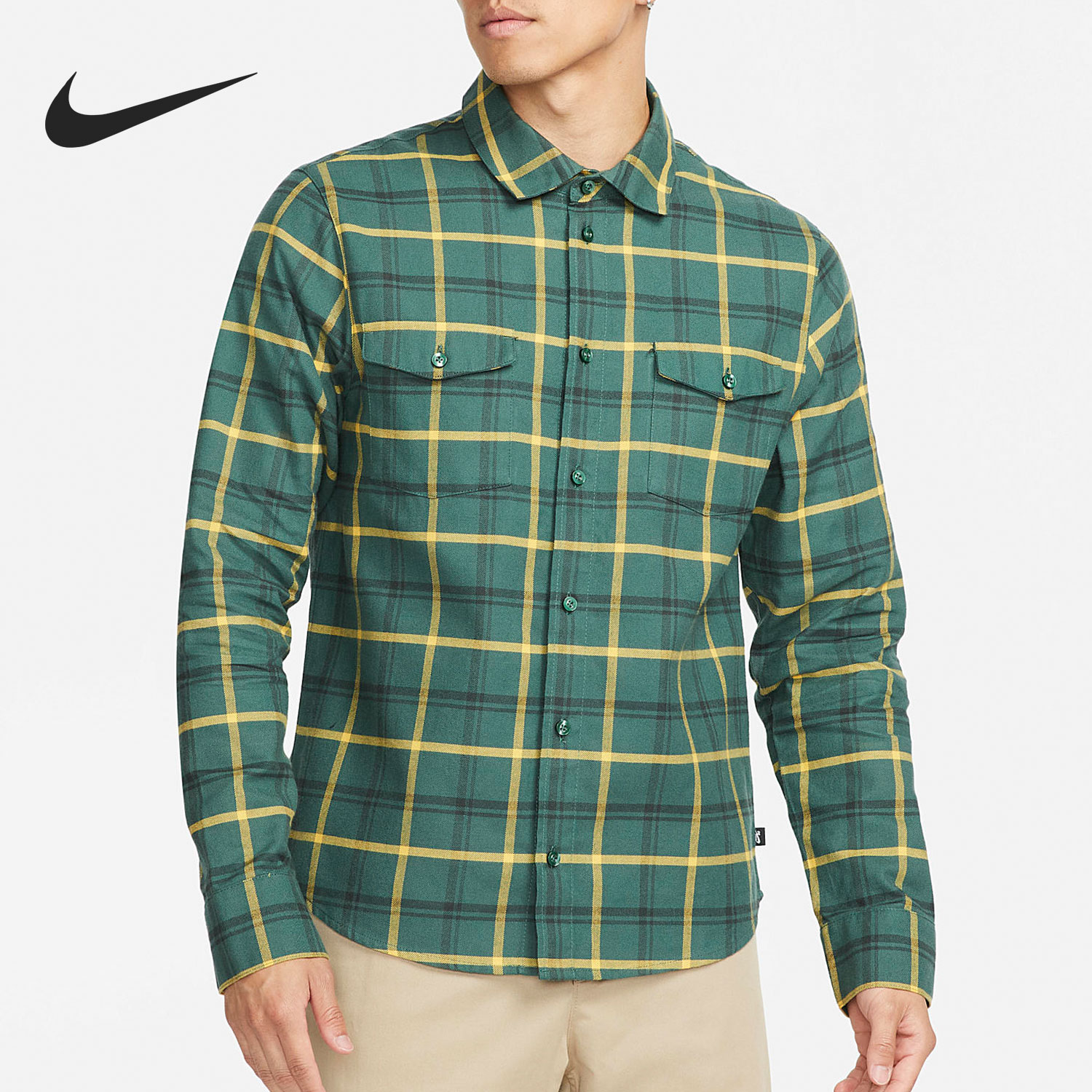 Nike/耐克正品男子春秋翻领格纹运动休闲长袖衬衫 DA4251-333