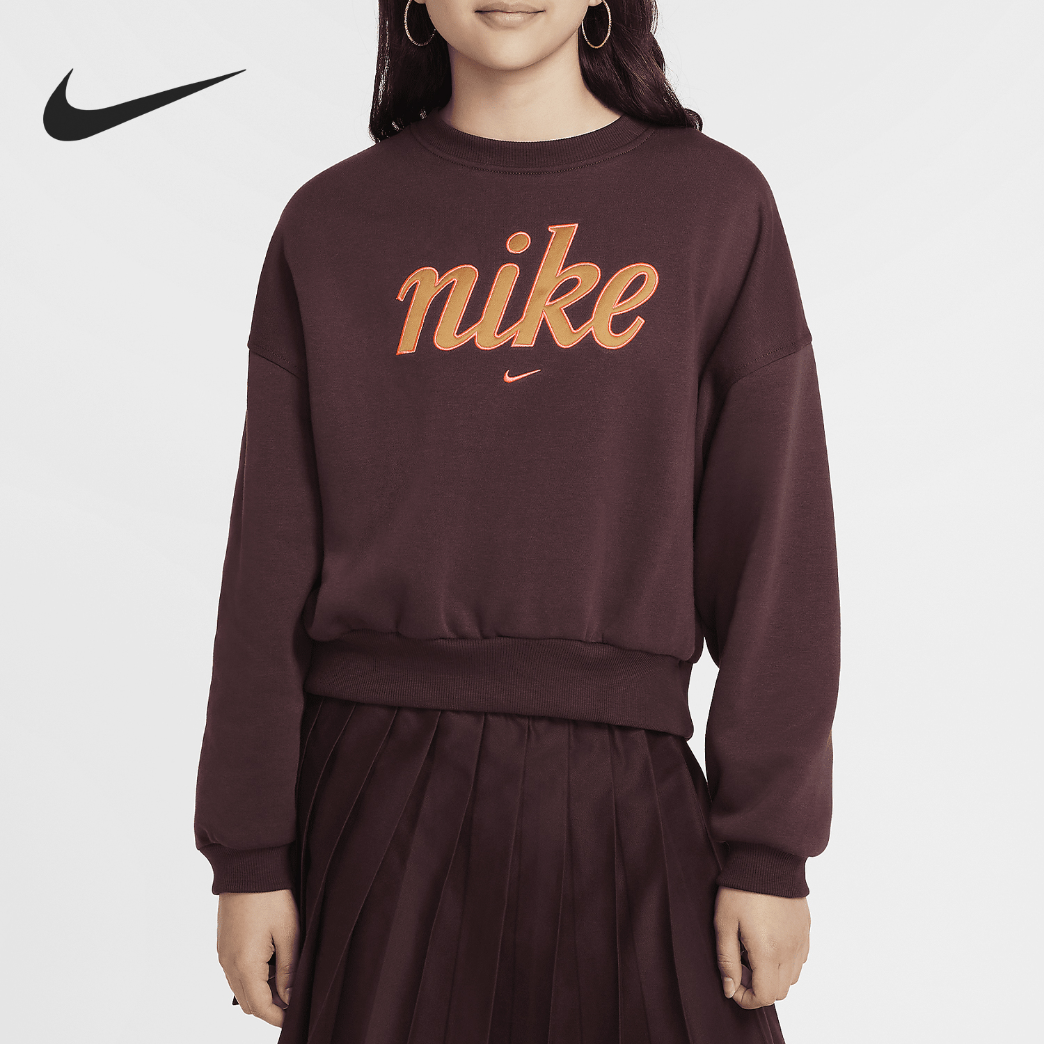 耐克大童针织圆领运动休闲卫衣