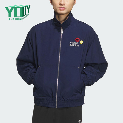 Adidas/阿迪达斯正品三叶草男士日常运动宽松翻领耐穿外套KC0135