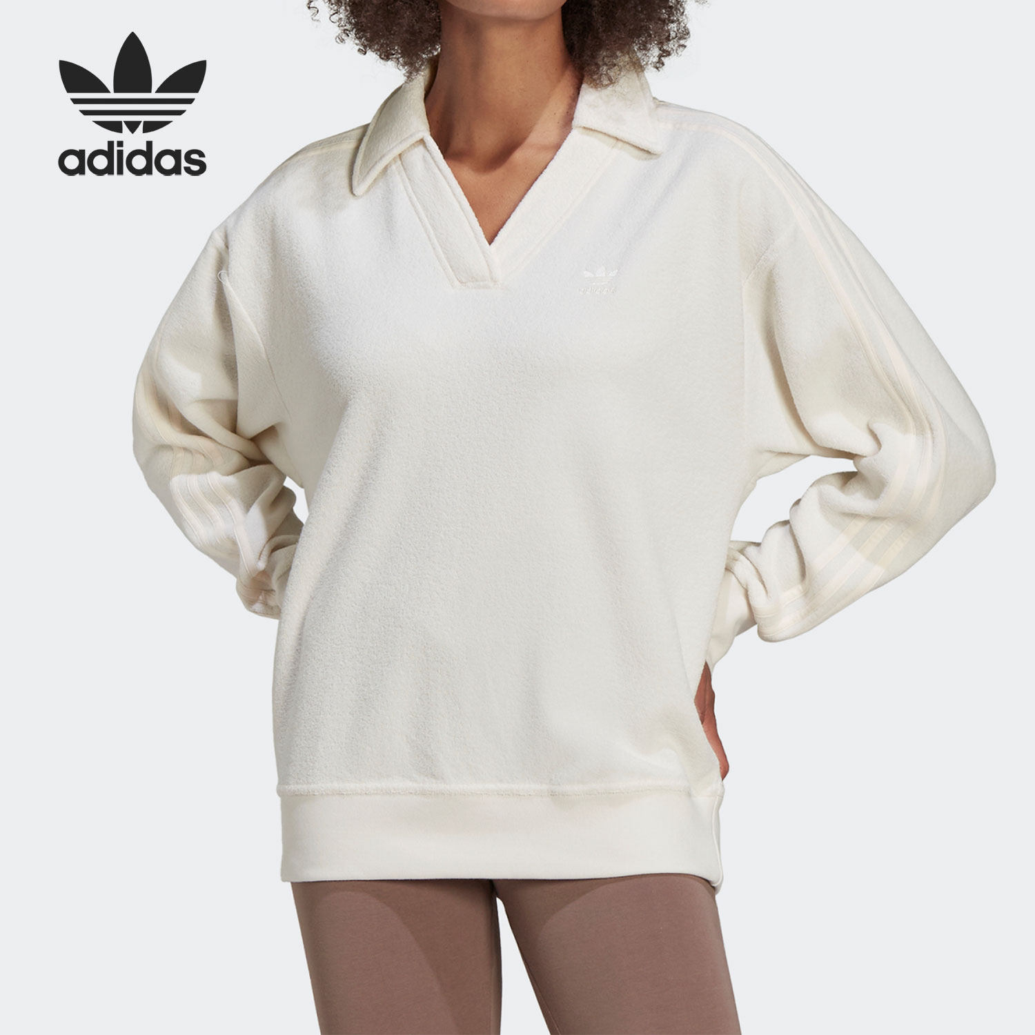 Adidas/阿迪达斯正品三叶草女子CREW 运动长袖POLO衫卫衣HU1959
