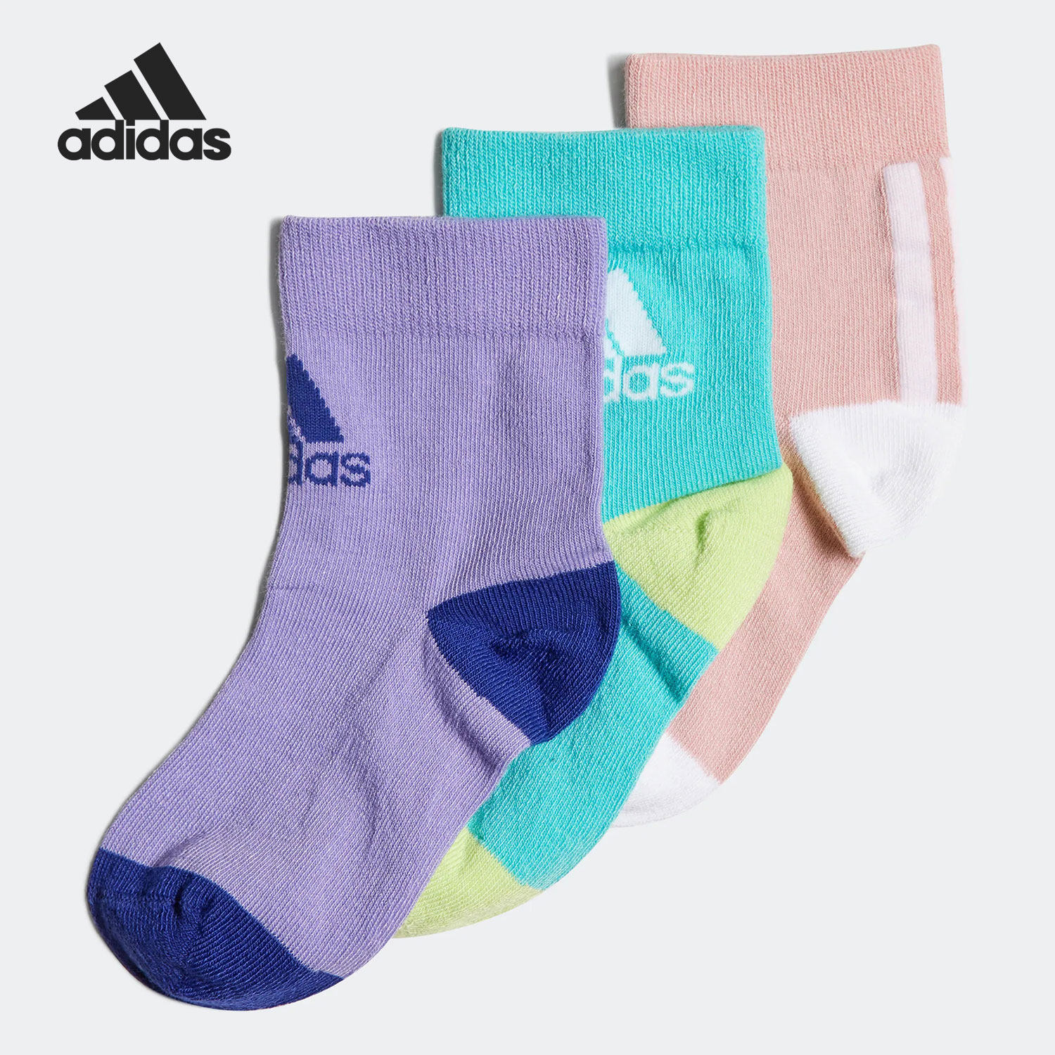 Adidas/阿迪达斯正品春季新款休闲小童运动袜子三双套HC2630