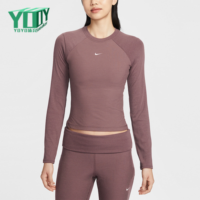Nike/耐克正品2026春季款女士圆领刺绣经典长袖上衣IF0237-502