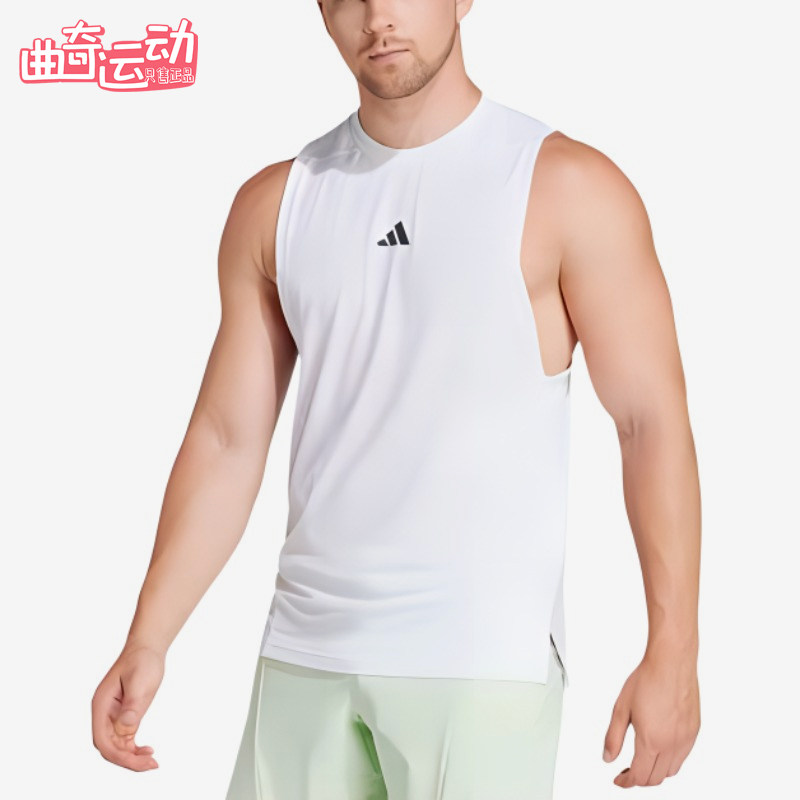 Adidas/阿迪达斯正品男士户外吸湿排汗训练健身背心T恤IS3795