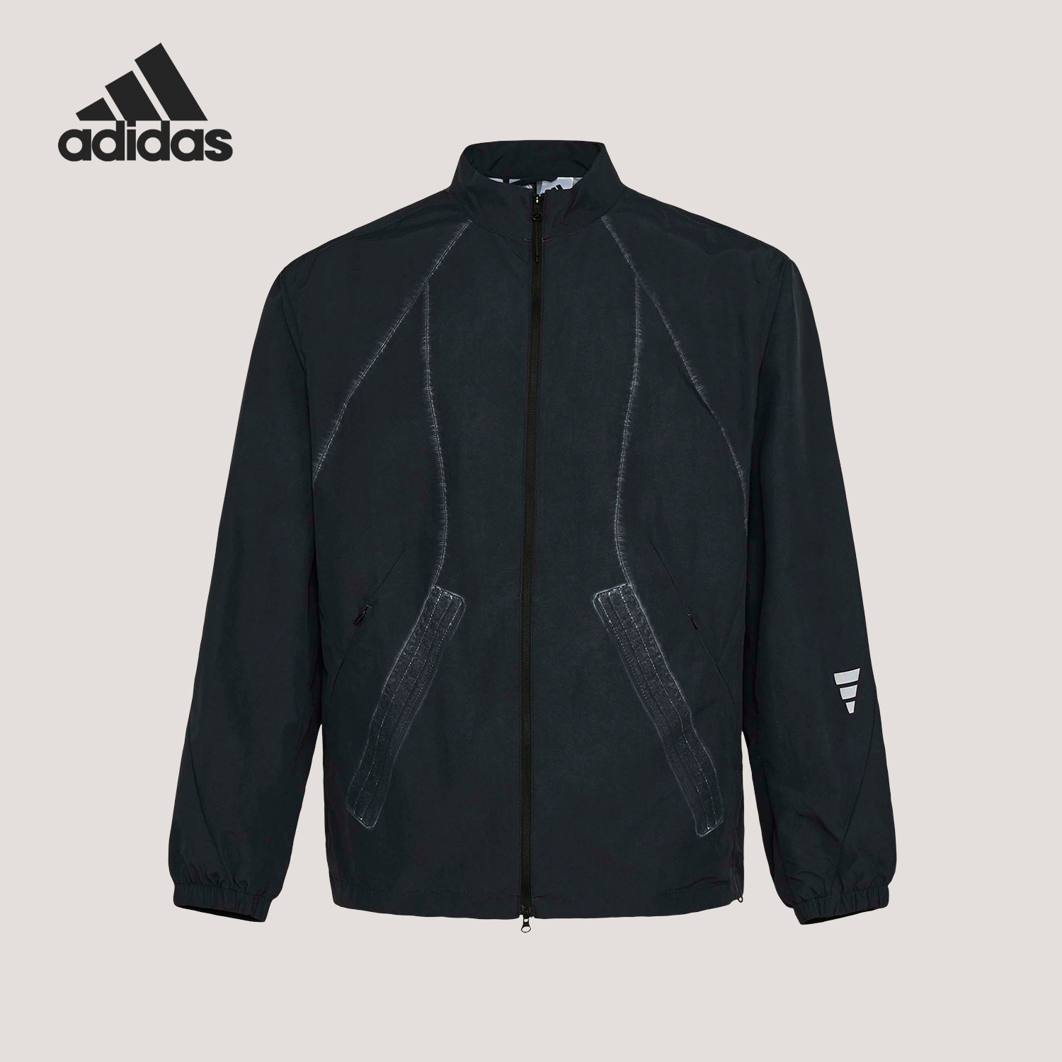 Adidas/阿迪达斯正品春季男士宽松运动梭织立领外套KU5308 - 实物图